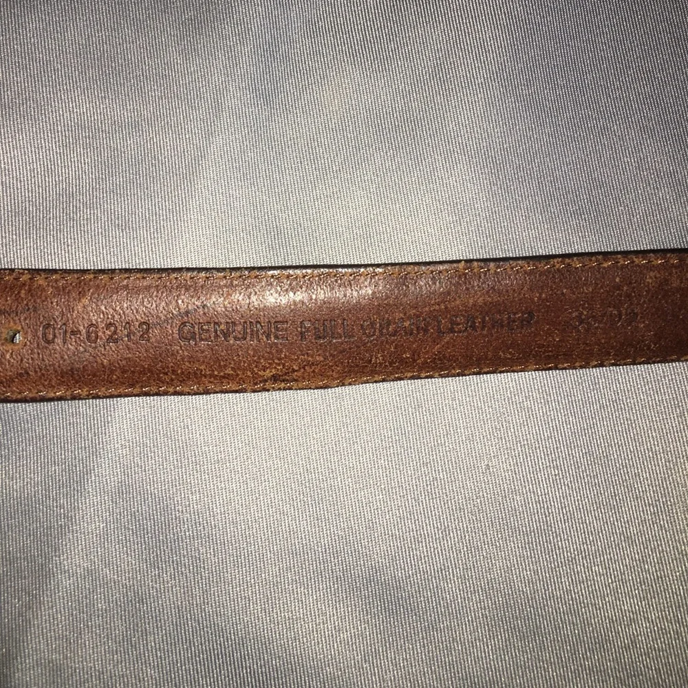 Brown Leather Belt with Brass Buckle